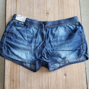 Indigo Rein Soft Denim Drawstring Shorts